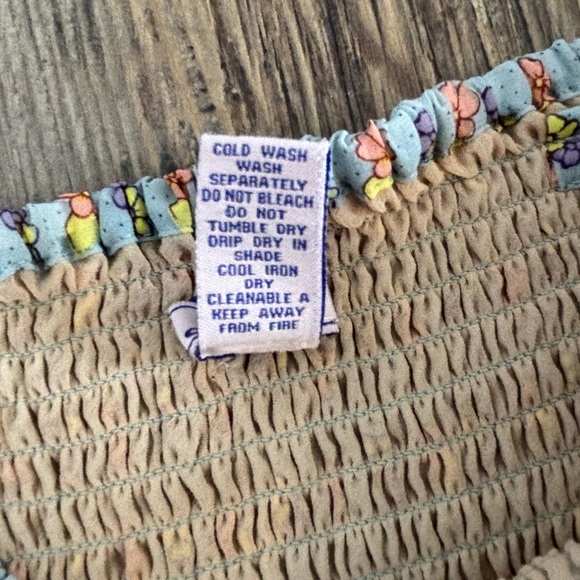 Lani Smocked Strapless Maxi Hawaiian Dress Women’s Lg Blue Yellow Salmon Floral - Picture 4 of 10